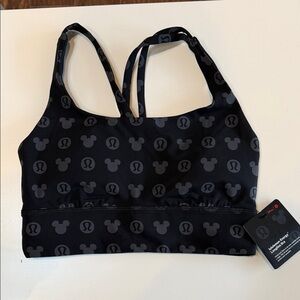 lululemon athletica Black Sports Bra with Mickey Pattern